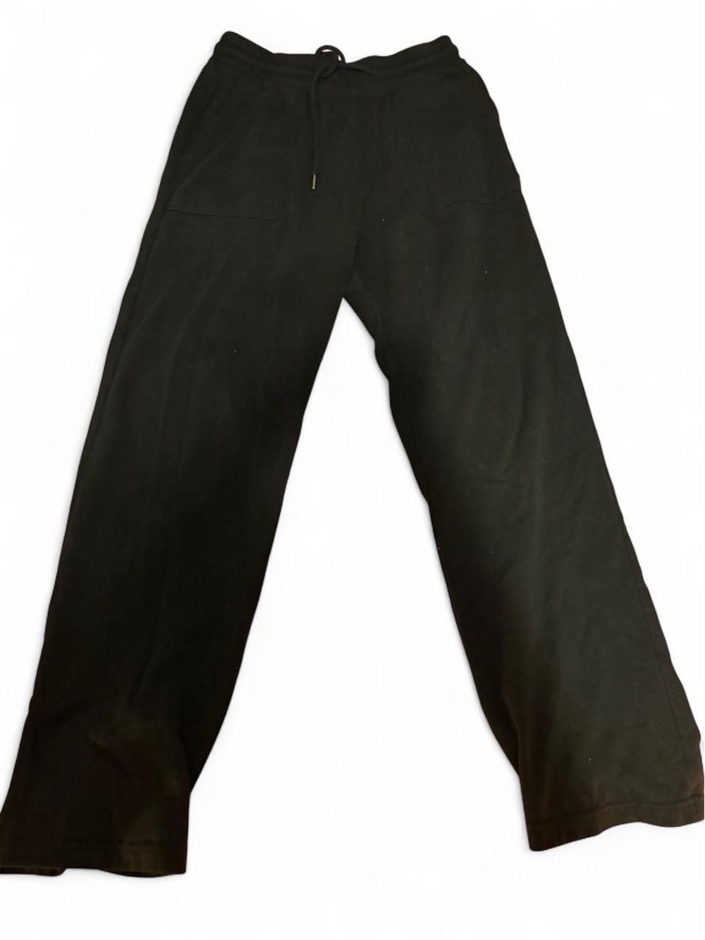 Large Forever 21 Women's Black Wide-Leg Drawstring Sweatpants With Pockets